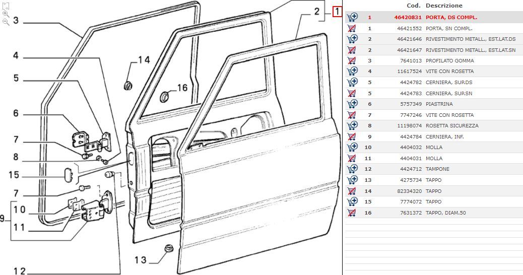 Fiat Panda 141 4x2 4x4 Tappo Portiera Anteriore Nuovo Originale 7774072